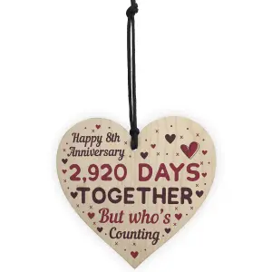 Red Ocean Handmade Wooden Heart Plaque Gift To Celebrate 8th Wedding Anniversary Husband Wife Keepsake