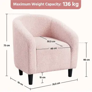 Yaheetech Pink Upholstered Boucle Club Chair Accent Barrel Chair