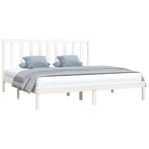 Berkfield Bed Frame White Solid Wood Pine 200x200 cm