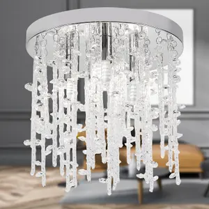 First Choice Lighting Set of 2 Azalea Crystal Flush Ceiling Lights