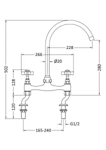 Crosshead Handle Bridge Sink Mixer Tap- Chrome