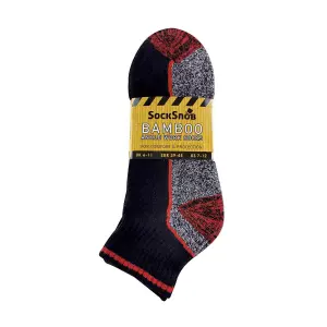 6 Pack Short Bamboo Work Socks 12-14 Black