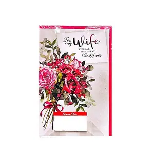 Simon Elvin For My Wife Bouquet Christmas Card (Pack of 6) Red/White/Green (One Size)