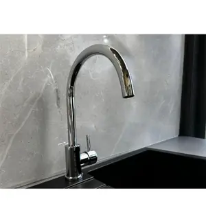 Liquida W06CH Swan Neck Monobloc Single Lever Chrome Kitchen Mixer Tap