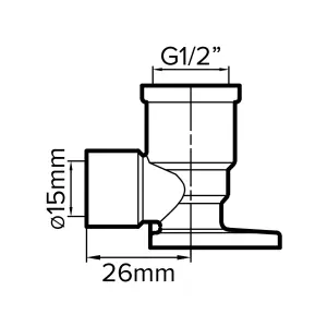 Plumbsure Compression 90° Wallplate Pipe elbow (Dia)15mm 15mm