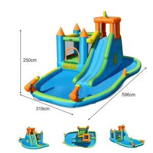 Costway Inflatable Water Slide Kids Jumping Bounce House Splash Water Pool w/ Blower