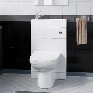 Nes Home 500mm White Water Closet with Basin and Back To Wall Toilet