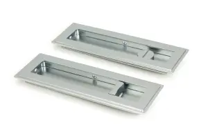 From The Anvil Satin Chrome 175mm Art Deco Rectangular Pull - Privacy Set