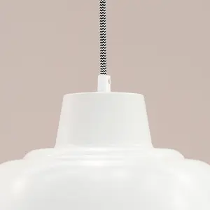 ValueLights Morris White Metal Hanging Pendant Ceiling Light Fitting for Living Room Kitchen - LED Bulb Included