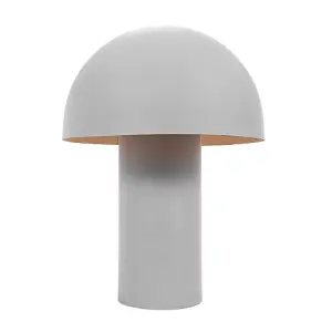 Modern Putty Grey Mushroom Table Lamp with Tilted Shade and Luxury Fabric Cable