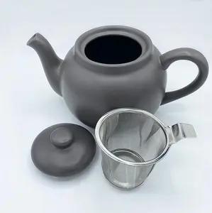 1.5L Teapot - Stoneware/Stainless Steel - L26 x W14.5 x H14.5 cm - Black