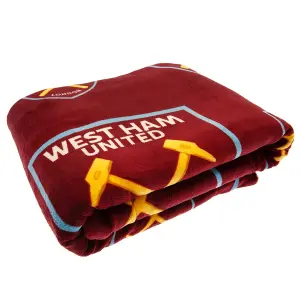 West Ham United FC Sherpa Fleece Crest Blanket Claret Red/Blue/Yellow (One Size)