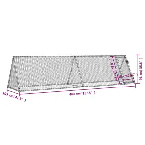 Chicken Cage Silver 400x105x91 cm Galvanised Steel