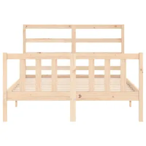 Berkfield Bed Frame with Headboard Small Double Solid Wood