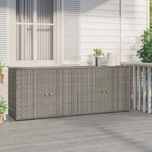 Berkfield Garden Storage Cabinet Grey 198x55.5x80 cm Poly Rattan