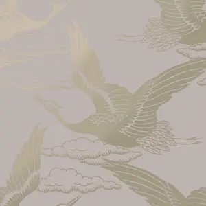 Holden Lucent Glistening Metallic Cranes Wallpaper Blush Pink (13430-BUR)