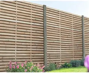 Forest Garden 6' X 6' Contemporary Double Slatted Fence Panel