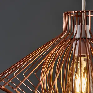 ValueLights Sinat Disperse Geometric Design Copper Wire Basket Cage Ceiling Pendant Light Shade and LED Bulb