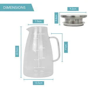 HEFTMAN Glass Jug & Lid Heat Resistant - 2L