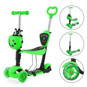 Children's Scooter with Removable Seat, Flashing LED Wheels, Height-Adjustable, aged 3 and over