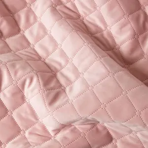 Homescapes Diamond Quilted Pink Velvet Throw