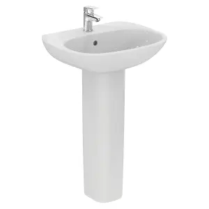 Ideal Standard Tesi Gloss White Oval Floor-mounted Full pedestal Basin (H)83cm (W)55cm