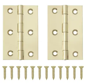 Brass-plated Metal Butt Door hinge N162 (L)65mm (W)65mm, Pack of 2