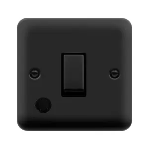 Curved Matt Black 1 Gang 20A Ingot DP Switch With Flex - Black Trim - SE Home