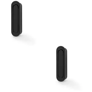 2 PACK - Flush Sliding Pocket Door Pull Handle - Matt Black 70mm x 19mm Radius Edge