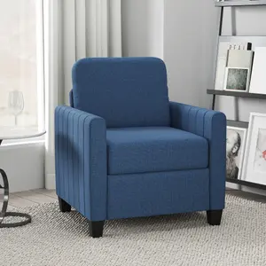 HOMCOM Modern Accent Chair with Spring Cushion, Back Pillow, Blue