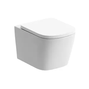 Standon White Rimless Wall hung Toilet pan with Soft close seat