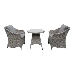 GoodHome Hamilton Steeple grey Rattan effect 2 seater Bistro set