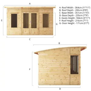 Mercia Helios 12x8 ft with Double door & 4 windows Curved Wooden Summer house