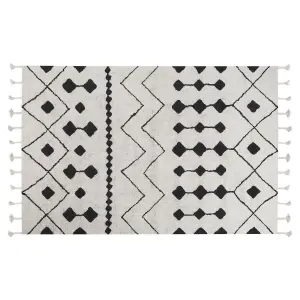 Cotton Area Rug 140 x 200 cm Black and White KHEMISSET