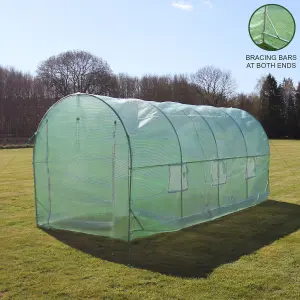 Polytunnel Greenhouse Walk In Galvanised Windows Doors Growhouse PE Cover Diameter 5 x 2m