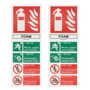 EAI - First Extinguisher Sign Foam 75x200mm Self Adh Semi Rigid PVC - Pack of 2