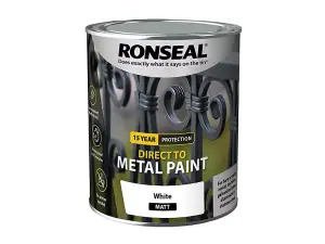 Ronseal 15 Year Direct To Metal Paint - Matt - White - 750ml