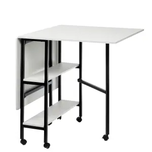 Sewing Online Quilting/Fabric Cutting Table, White with Black Legs and Wheels