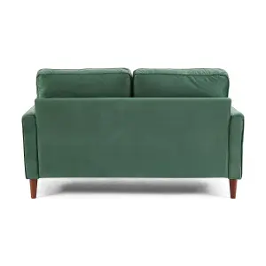 Edward Velvet Sofa 2 Seater Luxury Velvet Sofa Couch Settee Bolster Cushions, Green