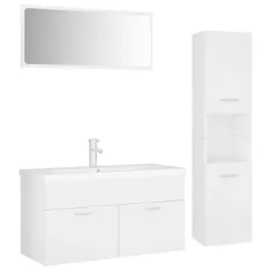 Berkfield Bathroom Furniture Set White Engineered Wood