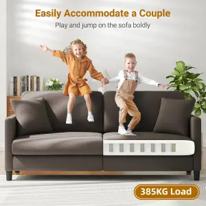 193cm Sofa Couch for Living Room,Comfy Teddy Fleece Loveseat Sofa,Extra Deep Seat Couches ,Neche Tool-Free, Brown