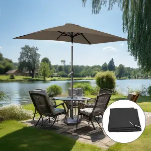 SunDaze 2x3M Rectangular Taupe Garden Parasol Outdoor Patio Umbrella, Base Weights & Weather Protective Cover