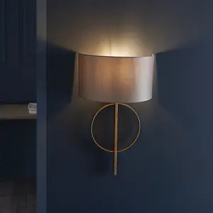 Luminosa Trento Wall Lamp Antique Gold Leaf & Mink Satin Fabric