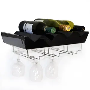 4 Bottle Wall Mounted Wine Rack Black