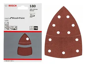 BOSCH Expert for Wood + Paint Sanding Sheets (Grit 180) (20/Pack) (For: Bosch PSM 100A, EasySander 18V-8 & UniversalSander 18V)