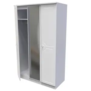 Stratford Triple Mirror Wardrobe in White Ash (Ready Assembled)