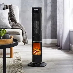 Geepas 2000W Oscillating Digital Tower PTC Heater 2 Heat Settings, Cool & Warm Function with Remote