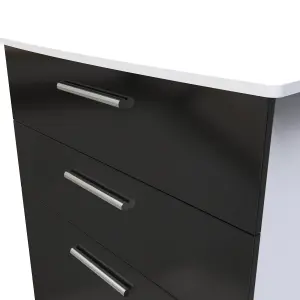 Harrow 4 Drawer Deep Chest in Black Gloss & White (Ready Assembled)