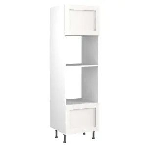 Kitchen Kit Oven & Microwave Tall Housing Unit 600mm w/ Shaker Cabinet Door - Ultra Matt White