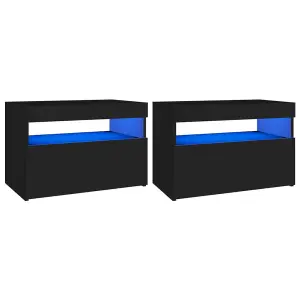 Berkfield TV Cabinets with LED Lights 2 pcs Black 60x35x40 cm